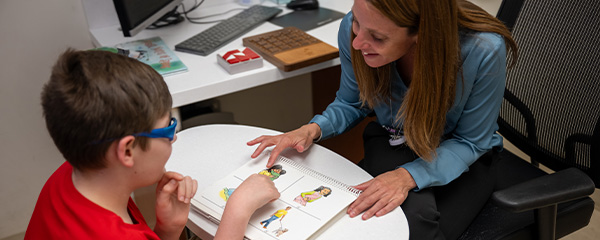 Provider working with a child